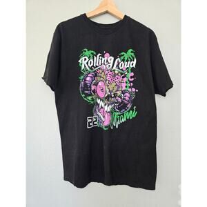 Rolling Loud Miami 2022 Graphic T-Shirt x Vans Black Tee Size M Music Fest Y2K